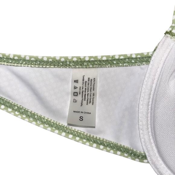 Green White Polka Dot Micro Bikini Women’s S Swim Beach Vacation Cheeky Thong - Picture 13 of 13